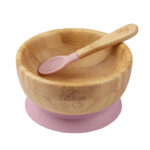 CITRON Bamboo Bowl with Suction and Spoon - Blush Pink - Image 2