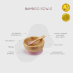 CITRON Bamboo Bowl with Suction and Spoon - Blush Pink - Image 3