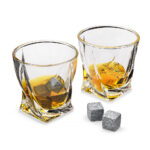 THE SOURCE Twisted Glasses With Stone – Σετ 2 ποτήρια και κομψή θήκη Με 4 κύβους πάγου από πέτρα - Image 3