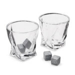 THE SOURCE Twisted Glasses With Stone – Σετ 2 ποτήρια και κομψή θήκη Με 4 κύβους πάγου από πέτρα - Image 4