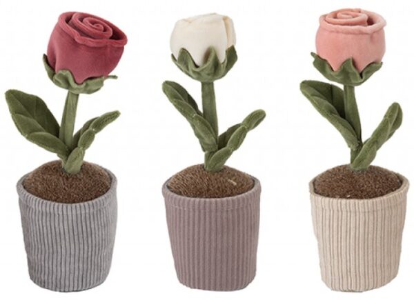 PMS ORNAMENTAL PLUSH - Single Rose in a Pot 24 εκ.