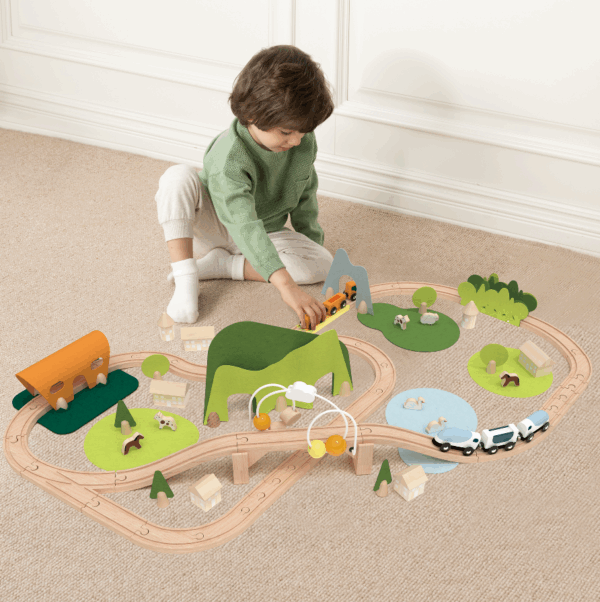 CLASSIC WORLD Ξύλινο τρενάκι New Natural Train Set - Image 2