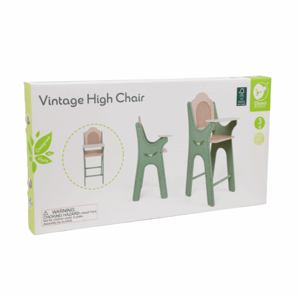 CLASSIC WORLD Ξύλινο καρεκλάκι φαγητού για κούκλες Vintage High Chair - Image 5