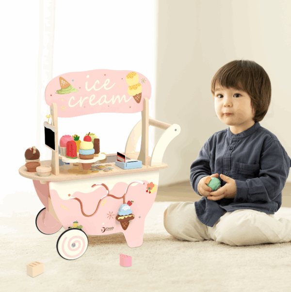 CLASSIC WORLD Ξύλινο καρότσι δραστηριοτήτων Ice Cream Cart - Image 6