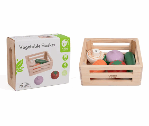 CLASSIC WORLD Ξύλινο καλαθάκι με λαχανικά Vegetable Basket - Image 4
