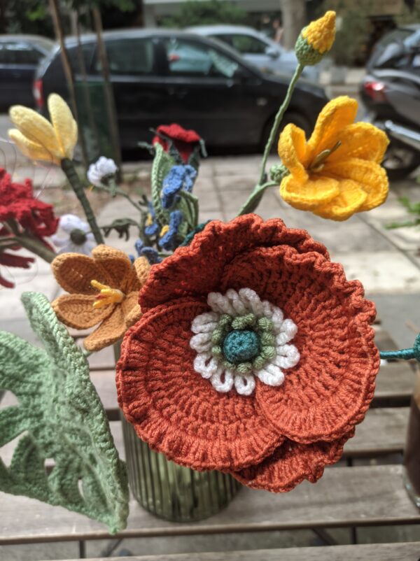Random CraftWorks Πλεκτή Παπαρούνα - Crocheted Corn Poppy - Image 2