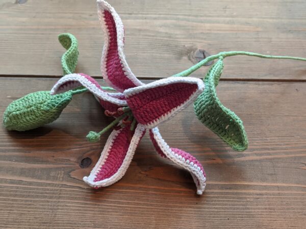 Random CraftWorks Πλεκτό Λίλιουμ με μπουμπούκι - Crocheted Lily with bud - Image 6